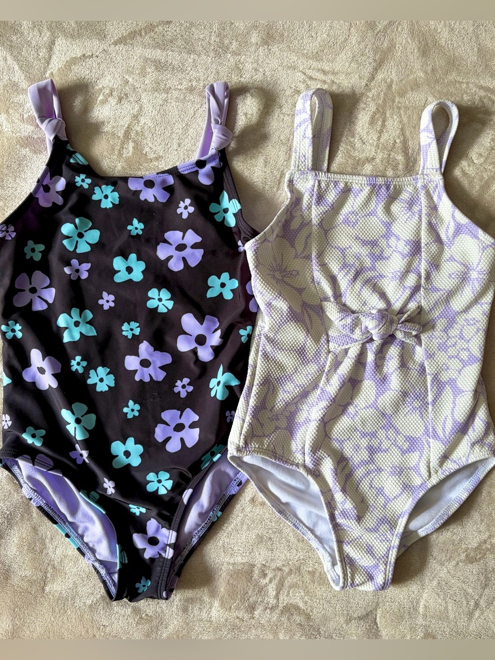 Girls 6/6X Swim Suit Bundle - One Piece Floral Bathing Suits, Lot Of 2